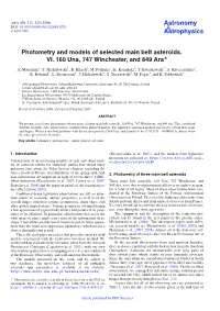 Photometry and Models of Selected Main Belt Asteroids. VI. 160 Una, 747 Winchester, and 849 Ara