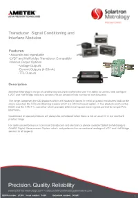 Transducer Signal Conditioning and Interface Modules