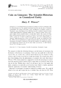 Cain on Linnaeus: the Scientist-Historian As Unanalysed Entity