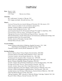 Curriculum Vitae of LUBERT STRYER Born