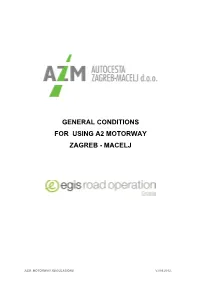 General Conditions for Using A2 Motorway Zagreb - Macelj