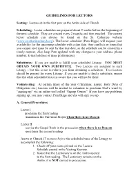 Guidelines for Lectors