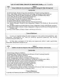 LIST of FUNCTIONAL GROUPS of MINISTERS (Goms) As on 17.04.2013