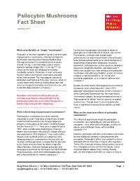 Psilocybin Mushrooms Fact Sheet