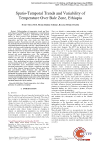Spatio-Temporal Trends and Variability of Temperature Over Bale Zone, Ethiopia