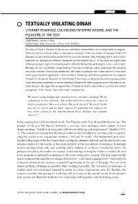 Textually Violating Dinah Literary Readings, Colonizing Interpretations, and the Pleasure of the Text