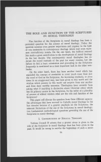 The Role and Function of the Scriptures in Moral Theology