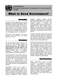 What Is Good Governance?