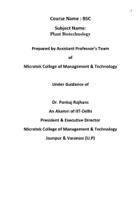 Course Name : BSC Subject Name