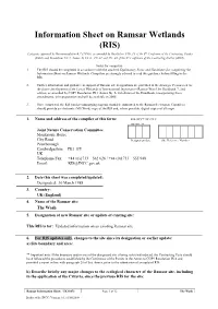 Information Sheet on Ramsar Wetlands (RIS)