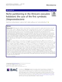 Niche Partitioning in the Rimicaris Exoculata Holobiont: the Case of the First Symbiotic Zetaproteobacteria