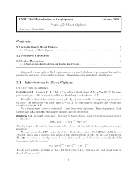 Notes #5: Block Ciphers Contents 5.1 Introduction to Block Ciphers