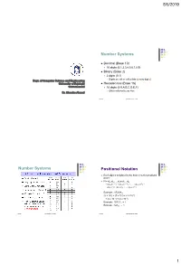 Number Systems Number Systems Positional Notation