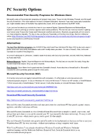 PC Security Options