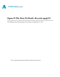Sigma Pi Phi, Beta Psi Boulé; Records Apap333