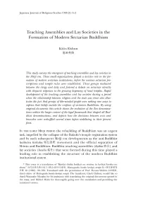 Teaching Assemblies and Lay Societies in the Formation of Modern Sectarian Buddhism