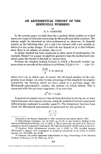 An Arithmetical Theory of the Bernoulli Numbers