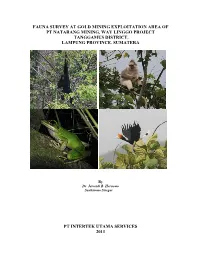 Fauna Survey at Gold Mining Exploitation Area of Pt Natarang Mining, Way Linggo Project Tanggamus District, Lampung Province, Sumatera