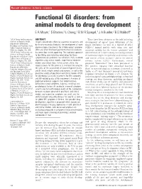 Functional GI Disorders: from Animal Models to Drug Development