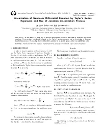 Linearization of Nonlinear Differential Equation by Taylor's Series