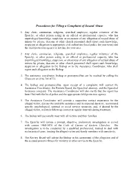 Procedures for Filing a Complaint of Sexual Abuse