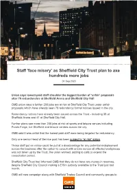 Staff 'Face Misery' As Sheffield City Trust Plan to Axe Hundreds More Jobs