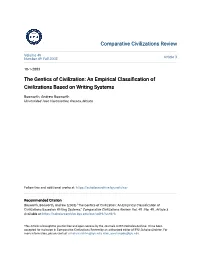The Gentics of Civilization: an Empirical Classification of Civilizations Based on Writing Systems