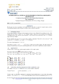 COMPLEX MATRICES and THEIR PROPERTIES Mrs