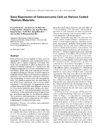 Gene Expression of Osteosarcoma Cells on Various Coated Titanium Materials
