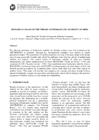 Historical Roots of the Theory of Hydrostatic Stability of Ships