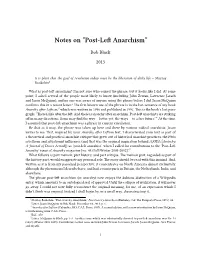 Notes on ”Post-Left Anarchism”