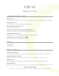 Spring Lunch Menu