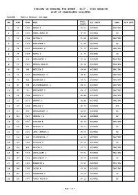 2018 Session List of Candidates Allotted