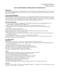 Data Processing Operations Technician