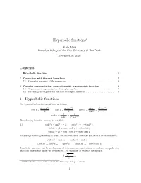 Hyperbolic Functions∗