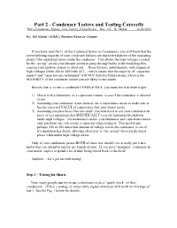 Part 2 - Condenser Testers and Testing Correctly Part1 Condenser Testers and Testing Correctly.Doc Rev