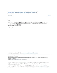 Proceedings of the Arkansas Academy of Science - Volume 26 1972 Academy Editors