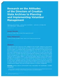 Research on the Attitudes of the Directors of Croatian State Archives to Planning and Implementing Volunteer Management