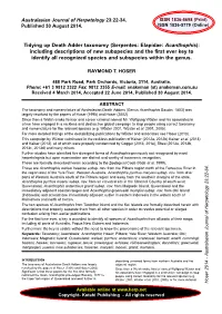 Serpentes: Elapidae: Acanthophis): Including Descriptions of New Subspecies and the First Ever Key to Identify All Recognized Species and Subspecies Within the Genus