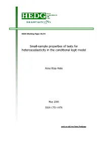 Small-Sample Properties of Tests for Heteroscedasticity in the Conditional Logit Model