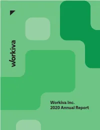 Workiva Inc. 2020 Annual Report