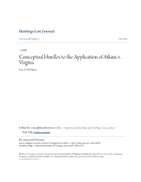 Conceptual Hurdles to the Application of Atkins V. Virgina Lois A