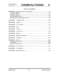 Division 4/Z, OAR 437-004-9000, Has a Complete List of Regulated Substances