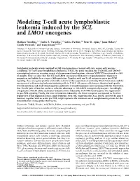 Modeling T-Cell Acute Lymphoblastic Leukemia Induced by the SCL and LMO1 Oncogenes