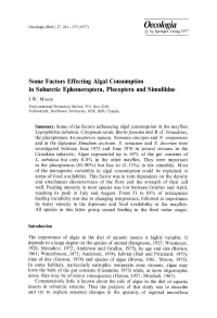 Some Factors Effecting Algal Consumption in Subarctic Ephemeroptera, Plecoptera and Simuliidae J.W