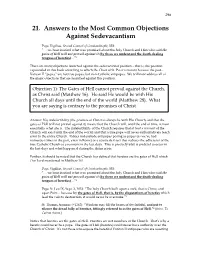 21. Answers to the Most Common Objections Against Sedevacantism