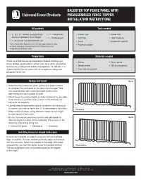 Baluster Top Fence Panel with Preassembled Fence Topper Installation Instructions