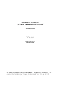 Globalization from Below: the Rise of Transnational Communities*