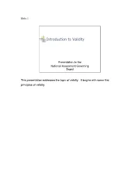 Introduction to Validity