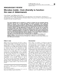 Microbes Inside&Mdash;From Diversity to Function: the Case of Akkermansia